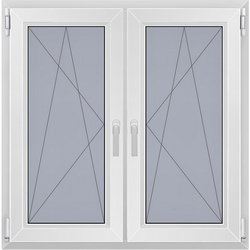 Окно двухстворчатое с двумя активными створками в доме серии ГМС-1